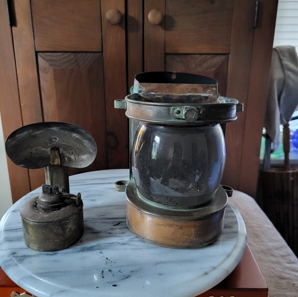 Brown Lantern with Glass Globe and Antique Accents - Picture 12 of 13